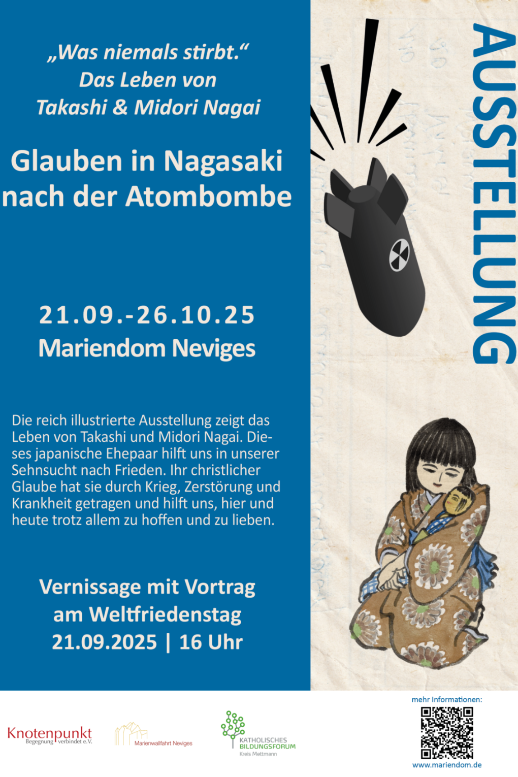 Plakat Ausstellung Glauben in Nagasaki nach der Atombombe